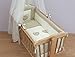 Baby All Round Crib Bumper 260cm Long Covers 4 Sides of Cradle 90x40cm Embroidery ("Heart" - Beige)