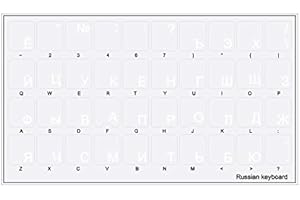 LA CAVERNE D'EABANI Kit de 40 Touches Autocollantes Transparentes Clavier Russe Cyrillique - Lettres Blanches