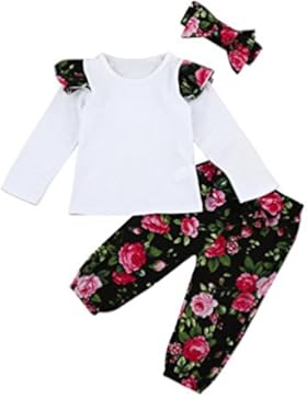 ZJENE 3 stücke Kleinkind Säugling Baby Mädchen Blumen Kleider einstellen Tops + Hosen + Stirnband Outfits