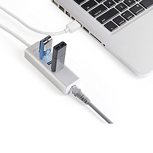 JSVER Unibody Aluminium 3-Port USB-Hub 3.0 und RJ45 10/100/1000 Gigabit Ethernet Hub Adapter mit eingebautem Kabel (30cm) - 7