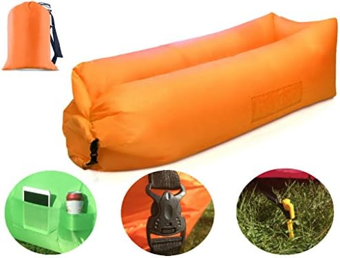 Inflatable Lounger, Compression Air Beds, Portable Chair, Air Chair, Lounger Air Sofa (Orange)