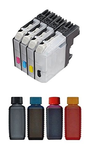 Wiederbefüllbare Quickfill / Fill-in Patronen LC-223 mit Auto Reset Chips + 400 ml Ink-Mate Premium Markentinte für für DCP-J 4120 DW / DCP-J 562 DW MFC-J 1100 Series / MFC-J 1140 W / MFC-J 1150 DW / MFC-J 1170 DW / MFC-J 1180 DWT / MFC-J 4420 DW / MFC-J 4425 DW / MFC-J 4620 DW / MFC-J 4625 DW / MFC-J 480 DW / MFC-J 5320 DW / MFC-J 5600 Series / MFC-J 5620 DW / MFC-J 5625 DW / MFC-J 5720 DW / MFC-J 680 DW / MFC-J 880 DW