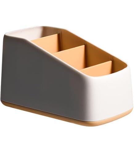 Boîte De Rangement ABS 4 Compartiments - 18x9,9 Cm, Pour Télécommandes, Stylos, Clés, Couleurs Vert, Rouge, Jaune, Gris - 2