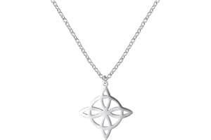 kkjoy Collier Noeud de Sorcière en Acier Inoxydable Collier de Sorcellerie Magique avec Pendentif de Noeud Celtique à 4 Pointes pour Femmes Filles