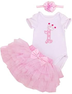 BabyPreg Baby Mädchen 1. Geburtstag Tutu mit Stirnband Set