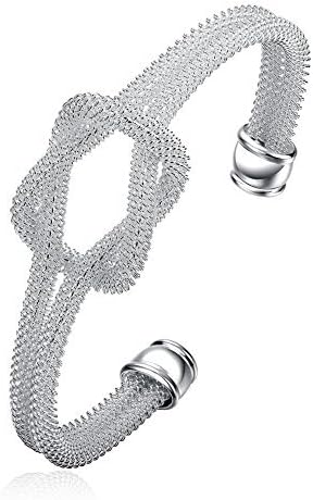Whobabe Knot Mesh Bangle Bracelet Solid Sterling Silver 925 Plated
