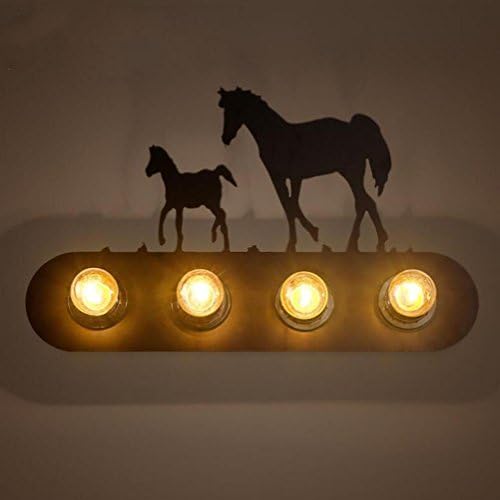 Yooqi Industry Wall Lamp Light Retro Rural Iron 4 Head E27 Mustang Bedside Aisle Restaurant Bar Lighting Indoor , Black , 40CM
