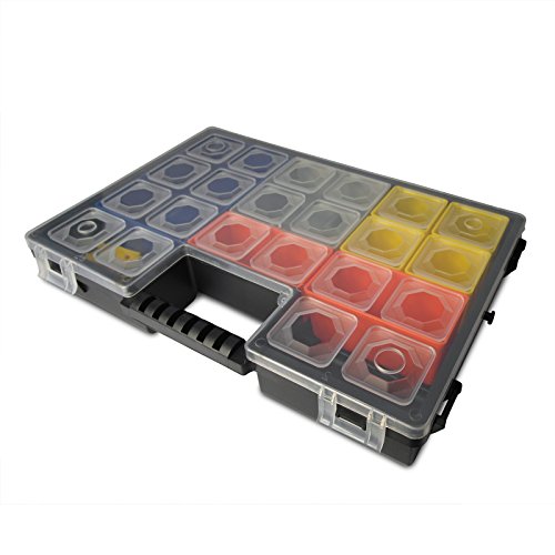 3 Stück Organizer, Sortierboxen in drei Größen aus robustem Kunststoff. Mit herausnehmbaren Schalen für Kleinteile. Topp für Haushalt, Werkstatt & Garage! - 6