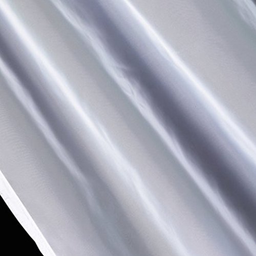 Voile Scheibengardine mit Satinband in Briefkuvert Mode Raffrollo mit Kräuselband Weiß HxB 120x600cm - 3