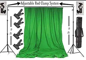 VTS Backdrop Stand Setup Photo Studio Green Backdrop Chroma Key Screen Background for Indoor-Outdoor, Commercial, YouTube Photography (9 x9ft. -2)