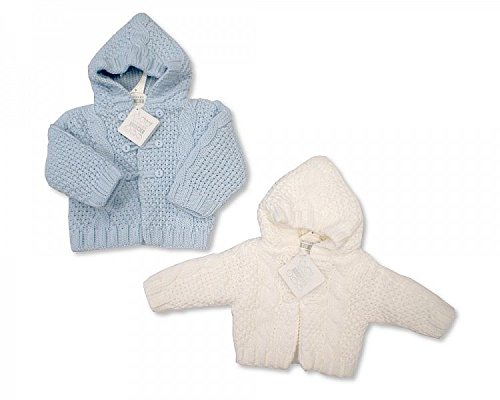 Pinkbluewhite Baby Boy Knitted Pram Coat (Newborn, Blue)