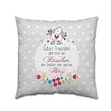 Sheepworld 44402 Baumwoll-Kissen mit Spruch Guten Freunden gibt man ein Küsschen, Deko-Kissen, 40 cm x 40 cm