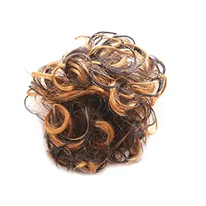 Honbon Elastic Juda Hair Bun Synthetic Extension For Women and girls Golden Highlight & Black Colour