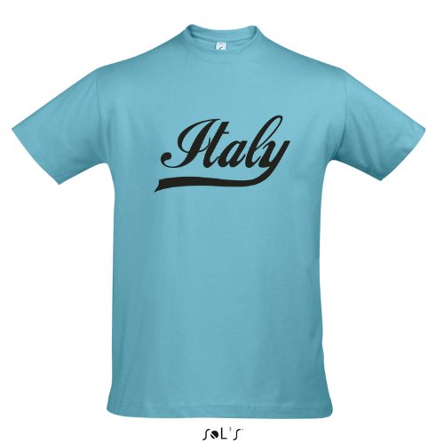 T-Shirt Italien Oldschool Italy LÄNDERSHIRT EM / WM FAN Trikot S-XXL , Atoll blue – schwarz , XL
