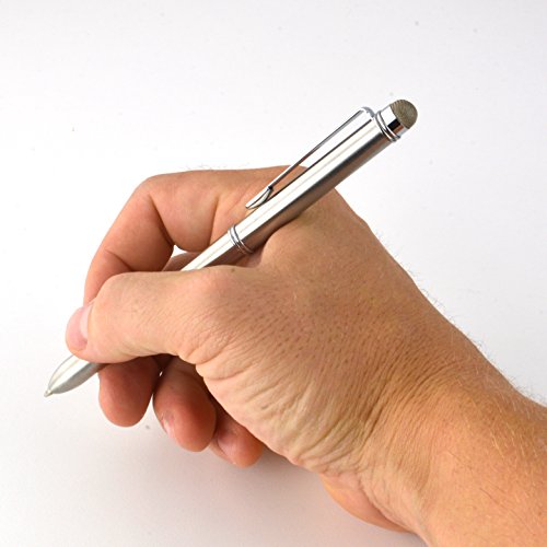 Executive Kugelschreiber und Mikrofaser TouchStift Stylus von Dockem; 2-farbige Tinten-Kombi (2 Tintenfarben in 1 Stift, rote & schwarz Tinte); kapazitiver Executive-Stift und Kugelschreiber mit doppeltem Zweck, Ultra-sensitive Micro-Hybrid-Faser-Netz-Stiftnoppenspitze für reibungsloses Gleiten, schlanke gebürstete Chrome-Veredelung, für jedes iPhone, iPad, Smartphone, Tablet, Touchscreen (Artikel DCKMST14) - 4