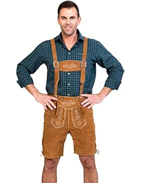 Almwerk Herren Trachten Lederhose kurz Modell Sepp in schwarz, braun und hellbraun