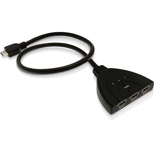 igadgitz 3 Port HDMI Automatische Switch Verteiler Umschaltung 1080p Full HD 3D Gold (3x Eingang 1x Out) mit 0.5m HDMI Kabel