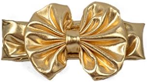 Drasawee Babys Girls Lady Elastic Stamping Turban Bowknot Headband Hair Wrap Party Accessory Gold