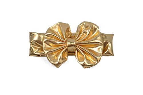 Drasawee Babys Girls Lady Elastic Stamping Turban Bowknot Headband Hair Wrap Party Accessory Gold