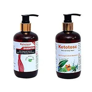 Eco Aurous Ketotosc Antifungal And Antibacterial Body Wash, 300 ml (Pack of 2) with Anti Dandruff Shampoo Combo