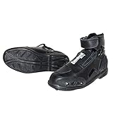 ★ Sohlenmaterial: Gummi Motorradstiefel Herren LY-65 wasserdichte Roller Lokomotive Cross Country Schuhe Radfahren Ausrüstung Vier Jahreszeiten Rennen Gepanzerte Sport Fahrradschuhe Anti-Fall Anti Slip,Black-EU43