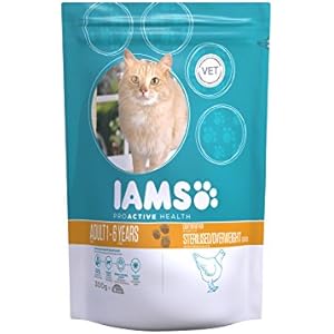 Iams Adult Weight Control fettarmes Trockenfutter (zur Gewichtskontrolle bei erwachsenen Katzen mit viel Huhn, enthält viel hochwertiges tierisches Protein), 300 g