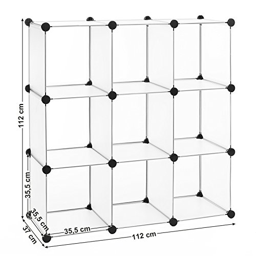Songmics Regalsystem Cube Aufbewahrung Badregale Schuhregal Sideboard Kommode Kleiderschrank Weiß 112 x 112 x 37 cm LPC115 - 7