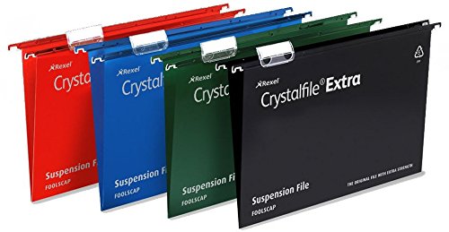 Rexel Crystalfile Extra Suspension File Polypropylene 30mm Foolscap Black Ref 3000081 [Pack of 25]