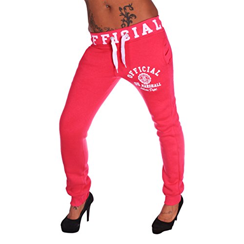Damen Trainingshose | US Marshall Sporthose (XL, Pink-Weiß 103)