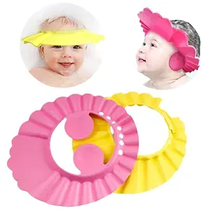 Adjustable Baby Bath Shower Cap New Soft Bathing Baby Wash Hair Eye Ear Protector Hat for New Born Infants Babies Boys Girls-2 PCS (Random Color)