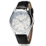cookdate Armbanduhren männer Herrenuhr mit Datum Funktion Armbanduhr Herren Art- und Weisemann-Leder-Band-Uhren Quarz-Datums-Armbanduhr BK Armbanduhr Uhren Herrenuhr Herrenarmbanduh Schwarz