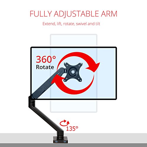 Fleximounts F9 Aluminium Monitorhalter Tischhalterung Standfuß für 10″-30″(25-76cm) LCD LED TV Bildschirme Flachbildschirm, Belastbarkeit:2-9 kg, neigbar, schwenkbar 360 Grad drehbar, höhenverstellbar - 7