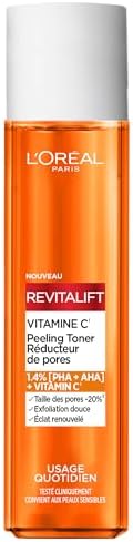 L'Oréal Paris Bright Reveal Peeling Toner per ridurre i pori, vitamina C, 180 ml