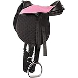 Reitkissen Bambino schwarz/rosa | Pony/Shetty Pad anpassbar Sattel für Kinder komplett mit Riemen, Steigbügel und Sattelgurt | auch für Holzpferde geeignet 10