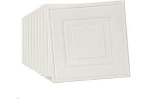 Snewvie White 60 PCS Peel and Stick Wall Panels Self Adhesive 3D Grid Wood Wall Panels 35X35cm 3D Waterproof PE Foam Removable DIY Ceiling Covering for Home/Office Decoration