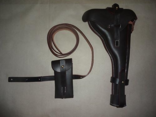 warreplicaGerman WWI Artillery Luger Leather Holster w/Stock Straps, P08 Luger 8 inch