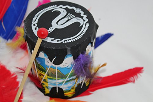 Indianer Trommel mit Schlegel Musikinstrument Kindertrommel Musik Spielzeug Mottoparty Rollenspiele Accessoire Wilder Westen - 2