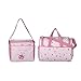 4pcs Stylish Designer Mummy Tote Waterproof Handbag Baby Diaper Nappy Changing Bag Set Nursing Messenger Bag Changing Mat Milk Bottle Holder Case