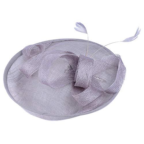 Accesorios para el cabello de las mujeres Tocado Clip Clip para el cabello Sombrero Cóctel de la fiesta del té Sombrero de plumas ~ Coconano,Plata