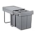 Produktbild Relaxdays Mülltrennsystem 40 Liter, HxBxT: 41,8 x 34,2 x 48 cm, 3 Mülleimer, Deckel, für Küche, Kunststoff, Metall, grau