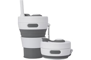 UNNESTAR Składany kubek kempingowy ze słomką silikonowy składany kubek do kawy butelka na wodę przenośna podróż na zewnątrz samochód 450 ml