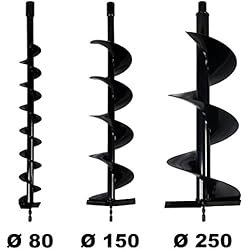GT Garden Lot de mèches Ø 80 + 150 + 250 mm pour tarière Thermique