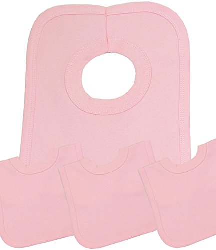 BabyPrem Baby Bibs Pack of 4 Popover Cotton Feeding Weaning Dribble BABY PINK