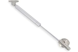 Amig - Compás de Gas para Elevación de Puertas Abatibles de Muebles - Mod.98 - Resistencia de carga: 8 kg - Amortiguador Regulable para Apertura Ascendente sin Impacto - Plateado