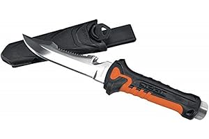 SEAC Unisex's Rapid Safety Knife for Diving and Underwater Fishing, Stainless Steel, 4.13 in, Black/Orange, Standard 0550023523000A
