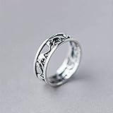 Katylen S925 Silberring Weiblich Retro National Wind Silber Elefant Ring Hohlen Kleinen Elefanten Zeigefinger, 7