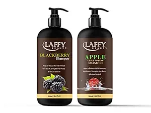 Laffy Blackberry Shampoo & Apple Shampoo, Black Seed Oil & Pro-Vitamin B5 - No Parabens, Sulphates, Silicones, Color & Peg - 600 ml