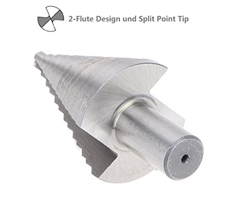 Profi HSS Stufenbohrer, Audel Schälbohrersatz Ø 5 – 35mm 2 Schneiden Konusbohrer Kegelbohrer- Silber - 2