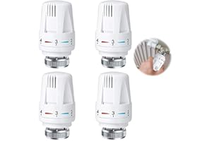 mizikuu Lot de 4 M30 x 1.5 tête thermostatique, Vanne Thermostatique de Radiateur avec Molette de Réglage Vanne de Régulation de Température Tête de Rechange pour Le Bureau à Domicile