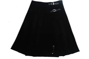 Tartanista Women's 23" - 59cm Black Scottish Wraparound Tartan Midi Kilt Skirt